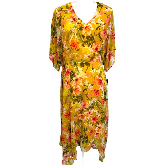 0149 NEW YELLOW FLORAL DRESS - Picture 1 of 13